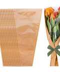 50 Pack Flower Wrapping Bags For Bouquets, Kraft Paper Floral Packing Sleeves, Clear Flower Wrapping Sleeves with bouquet example