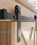 2.5 Foot Sliding Barn Door Hardware Kit For Single Cabinets And Small Closets With J Shape Hanger Track System And 2 Floor Guides