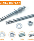 Three Eighths Inch Diameter Wedge Anchors Set, Three And Three Quarters Inch Length, Eight Pack, Heavy Duty Zinc Plated Fasteners details