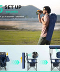 Man carrying Camping Chair With Canopy Shade For Outdoor Adventures, Oversized 330Lbs Heavy Duty Folding Beach Chair