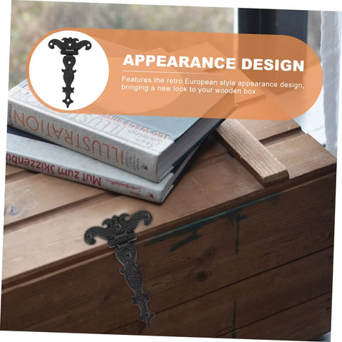 Set Of Four Retro European Style Wooden Box Hinges Built Tough For Durable Cabinet Hardware With No Sweat Installation Perfect For Diy Vintage Storage And Antique Furniture Restoration Projects design on wooden box with books.