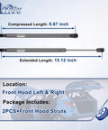 2 Pieces Front Hood Struts Shocks Lift Supports Gas Springs Direct Fit For Hyundai Santa Fe 2013-2019, aluminum, sizes shown