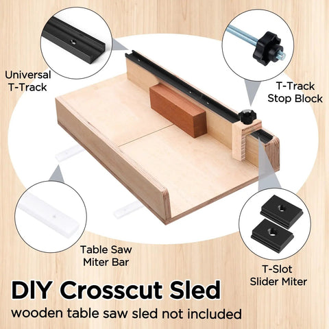 26 Pc Table Saw Crosscut Sled Kit Includes Tough Aluminum T Tracks And Uhmw Miter Bars For Dead On Accuracy And No Sweat Assembly