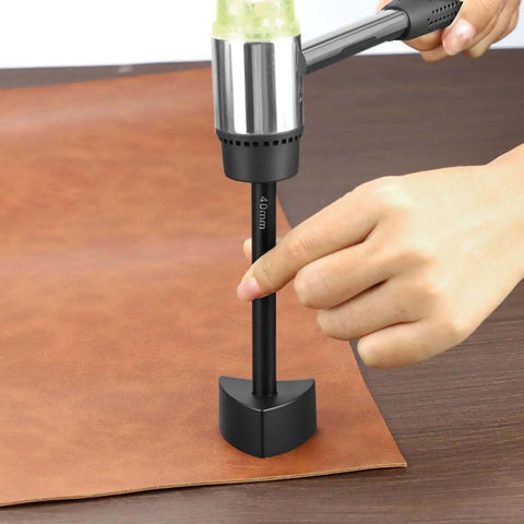 Using a 40mm V-shaped punch from the Leather Corner Punch Set with V Shaped Punches in 0.98 in, 1.18 in and 1.57 in for leatherwork