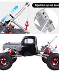 One Tenth Scale RC Tow Rig Crane Kit For Crawler Rigs Beefed Up Heavy Duty Winch Stent Wrecker With Trailer Hook installed on RC truck