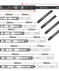 Diagram of Six Pack 20 Inch Drawer Rails With Ball Bearing Beefy Heavy Duty Drawer Slides Side Mount Screws Included Black Finish