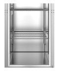 Interior view of Heavy Duty Single Section Upright Freezer With Half Stainless Lock Doors 23.1 Cu Ft Capacity showing wire shelves.