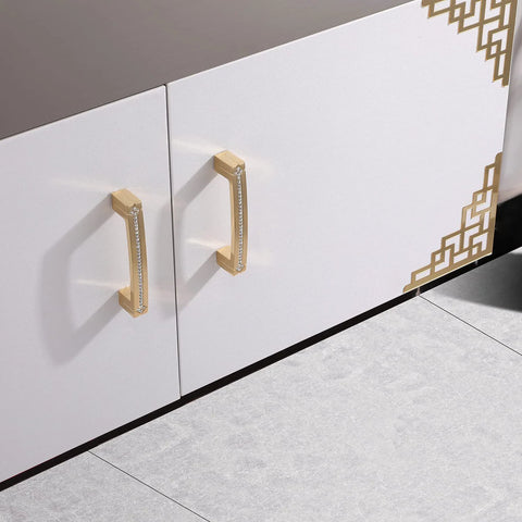 Gold Crystal Cabinet Pulls Set 10 Pack With Czech Crystal And Zinc Alloy Construction on white cabinet doors