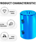Blue 6.35mm To 10mm Bore Shaft Coupler For 3D Printers And Motors Aluminum Alloy L25xD16 With Set Screws And Wrench 2 Pack