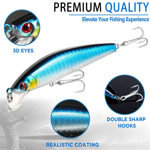 Close-up of lure from Massive 353 Piece Fishing Lure Gear Kit With 12 Rig Lures Tackle Box Includes Crankbaits Spoons Hooks Weights.