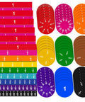 Foam Fraction Bars Tiles And Circles Set For Math Classrooms And Homeschool Use Foam Fractions Manipulatives Kit With Twelve Sets Including Six Tile Sets And Six Circle Sets For Hands On Learning showing colorful fractional pieces