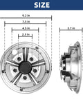 Chrome 8 Inch Golf Cart Hubcaps Set Of 4 For EZGO Club Car And Yamaha Golf Carts Wheel Covers With Classic 5 Spoke Design And Tight Fit Not For EZGO RXV Fits 8 Inch Wheels size dimensions shown