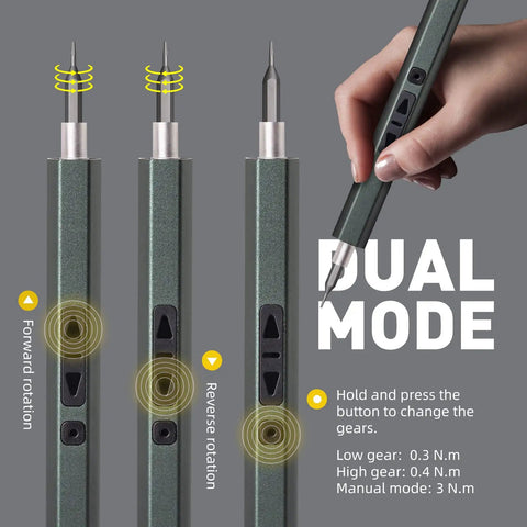 Electric Cordless Screwdriver 66 In 1 Kit With Dual Speed Torque, forward and reverse buttons, hand holding tool