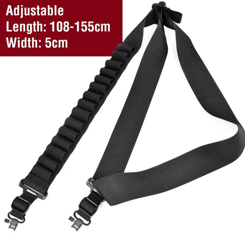 Shotgun Sling With 15 Shell Holder for 12 Gauge, Adjustable Two Point Sling, Durable Nylon Strap, Quick Access Design