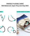 Green Neck Reading Light Hands Free For Cozy Bedside Reading flexible design shown beside bag for portability