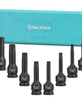 Eight Piece Impact Torx Bit Set With One Half Inch Drive Including T30 T40 T45 T50 T55 T60 T70 T80 Bits