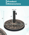 Dimensions of Beefy 30 Lb Umbrella Base With Adjustable Knob For 1.5 To 1.9 Inch Poles Round Resin Parasol Stand