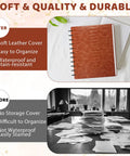 Pu Leather Discbound Notebook Cover Set With 2 Covers And 11 Expansion Discs, Letter Size Office Planner Accessory, showing soft caramel alligator texture brown cover on desk