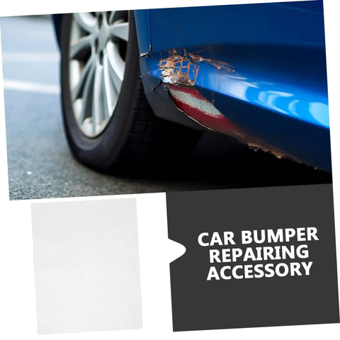 Stainless Steel Bumper Repair Mesh Kit Two Pack For Quick Fixes On Plastic Holes And Cracks, shown with damaged car bumper.