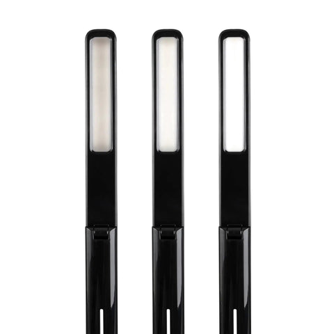 Slimline 13W LED Desk Lamp White For Home Office Bedroom And Reading Space Saving Foldable Arm Crisp Adjustable Angles And Lit Task Lighting For Any Desk, black version of lamp.