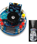 Hands On Humidity Controller DIY Kit With OLED Temperature Display Soldering Practice For Electronics Enthusiasts Learn Arduino Programming And Circuit Design Build A Real World PID Control Project showing circuit board and mist output in jar.