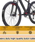 Two Pack 20 Inch Bike Tubes Heavy Duty Inner Tubes For 20 By 1.95 2.10 2.125 2.40 Tires Fits Mountain Road And Kids Bikes Off Road Ready Durable For All Weather Performance And Easy Install For Busy Riders on a bike wheel with text about material and durability.