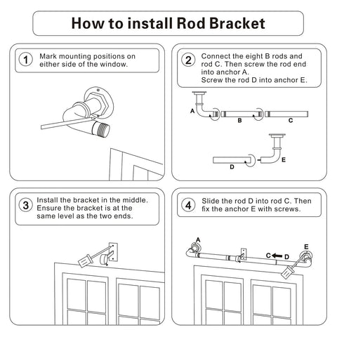 Heavy Duty Adjustable Blackout Curtain Rod Set From 16 To 144 Inches Wrap Around 1 Inch Diameter Metal Rod Kit installation guide