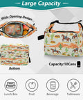 Cowboy Themed Insulated Lunch Bag Tote For Women And Men, Leakproof Reusable Lunch Box With High Capacity, top view of wide opening