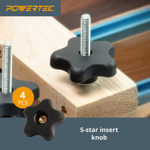 5-star insert knob from T Track Knob Kit With 5/16-18 T Bolts And Washers, All-In-One 46 Piece Set for Woodworking Jigs and Fixtures