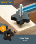 T Track Knob Kit With 1/4-20 Bolts And Washers, 46 Piece Set Of T Track Bolts And Pro Grade Accessories, 5-star knob in use on wood