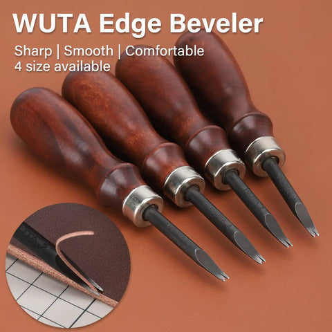 Top Shelf Leather Edge Beveler Set, Rock Solid High Carbon Steel Skiving Knives, Smooth Wood Handle Craft Cutters With Precision Grooved Blades, Dead Sharp Edge Trimmers For Serious Leather And Denim Work At Home