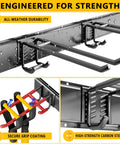 Heavy Duty Garage Tool Organizer Wall Mount 48 Inch Storage Rack with 6 Adjustable Double Hooks, All-Weather Durability