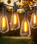 100 Foot Outdoor String Lights ST38 Shatterproof LED Bulbs Dimmable And Waterproof Connectable Up To 24 Strands