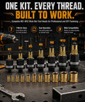 Heavy Duty Carbon Steel Riv Nut Tool Kit For M3-M12 Fastening With Drill Adapter And Mandrels For Industrial Use Or Cool DIY Projects That Are Built To Last Through High Torque Jobs Without Stripping Threads. M3-M12 mandrels and riv nuts shown