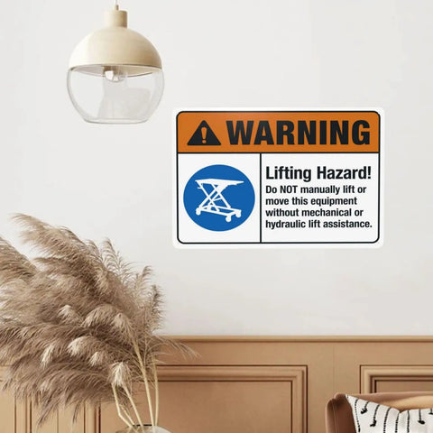 Heads Up Lifting Hazard Do Not Manually Lift Or Move This Equipment 8x12 Inch Construction Safety Warning Sign on wall