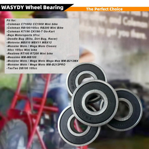 6201RS Mini Bike Wheel Bearing Kit For Coleman CT100U CT100X RB100 RB200 Baja Motorsports with focus on 4 sealed bearings