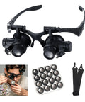 Head Mounted Magnifier With LED Light And 8 Interchangeable Lenses 2.5x To 25x Pro Grade Loupe for electronics and jewelry work