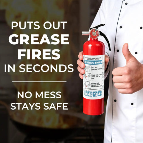 Straight Up Solid Multipurpose Fire Extinguisher, 2.5 LB ABC Fire Safety Kit For Home Kitchen Garage RV And Pickup Truck, Lightweight Ready When Seconds Count Gear