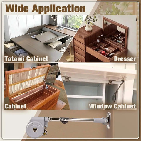 Two Pack Soft Close Hinges for Toy Boxes Zinc Alloy Lid Support Kit wide application in various cabinets
