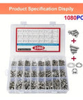 Epic 1080 Pcs M3 M4 M5 M6 304 Stainless Steel Button Head And Socket Head Screws Nuts And Bolts Kit with compartmentalized case