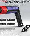 Handheld 1700W Heavy Duty Magnetic Induction Heater To Kick Loose Rusted Bolts Nuts Gears Quick One Hand Mini Auto Shop Thread Yanker Extractor Aluminum Box with detailed label.