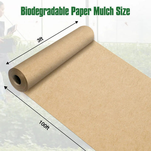 Biodegradable Paper Weed Barrier For Garden Beds Three 100 Foot Rolls Heavy Duty Landscape Paper Fabric Grass Blocker