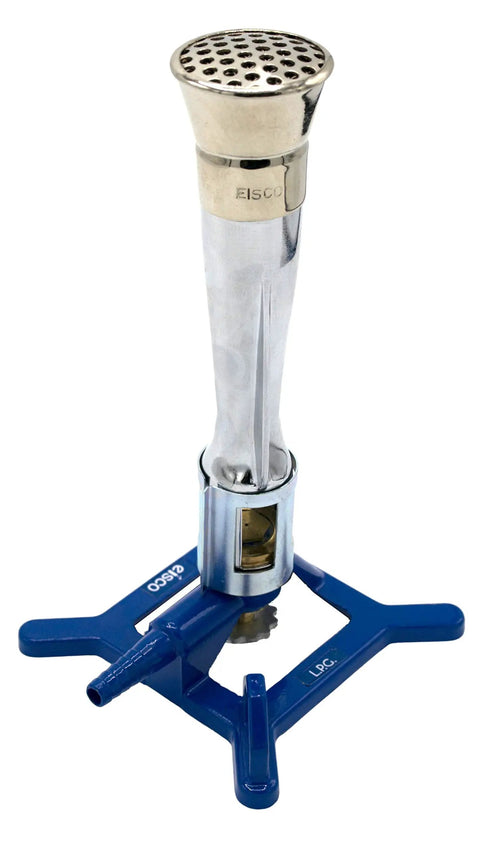 Meker Bunsen Burner For LPG And Butane, Pro Grade Lab Burner With Adjustable Air Flow on cast iron anti-tip base