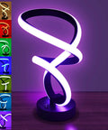 Modern Spiral RGB Table Lamps Set Of 2 With Dimmable Touch Control 10 Lighting Modes Black Frosted Finish Handmade PVC Spiral Shades