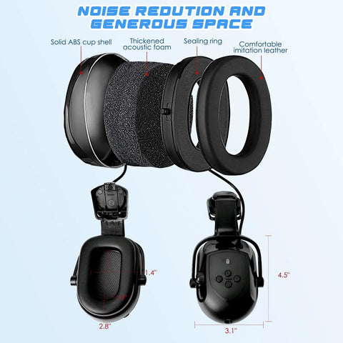 Heavy Duty Bluetooth Hard Hat Earmuffs With NRR 26Db Noise Cancelling Hearing Protection And Built In Mic For Crisp Calls And Punchy Beats While Grinding Through Rough Jobsites All Shift