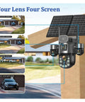 Heavy Duty 4G Solar PTZ Outdoor Security Camera delivering beastly panoramic coverage from multiple angles with solar panel.