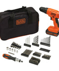 20V Cordless Drill Driver Kit With 100 Piece Bit And Socket Set 24 Position Clutch Soft Grip Handle Battery And Charger Included