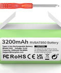 Heavy Duty 3200Mah RVBAT850 Replacement Battery For Shark Vacuums showing green lithium battery with specs and screwdriver.