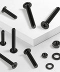 231 Pieces Machine Screws And Nuts Kit M4 M5 M6 Phillips Flat Round Head 304 Stainless Steel Nuts Bolts Washers Set Black For DIY