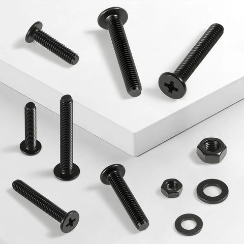 231 Pieces Machine Screws And Nuts Kit M4 M5 M6 Phillips Flat Round Head 304 Stainless Steel Nuts Bolts Washers Set Black For DIY